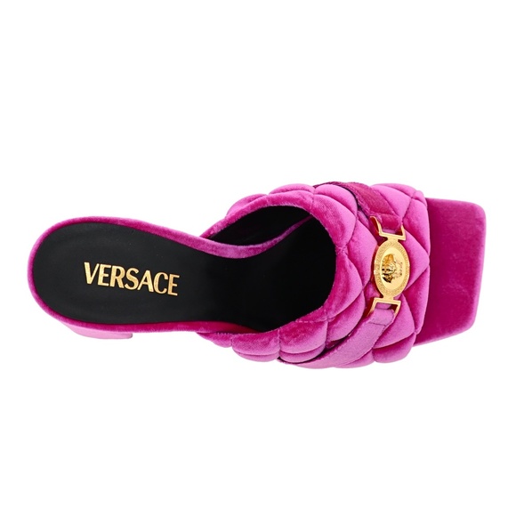Versace Medusa Quilted Velvet Mules Sandals Size 40 / 10US New - Picture 5 of 10